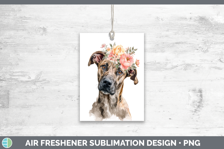 Black Mouth Cur Dogs 05 Floral Crown Air Freshener Sublimati
