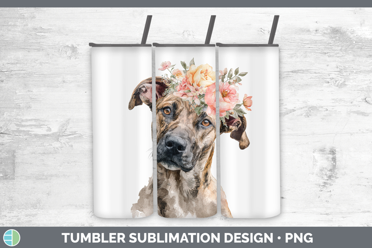 Black Mouth Cur Dogs 05 Floral Crown Tumbler Sublimation Des