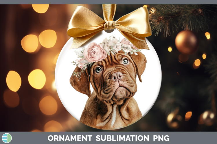 Bordeaux Mastiff Dogs 05 Floral Crown Ornament Sublimation D