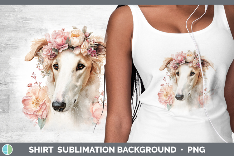 Borzoi Dogs 05 Floral Crown Shirt Sublimation Design