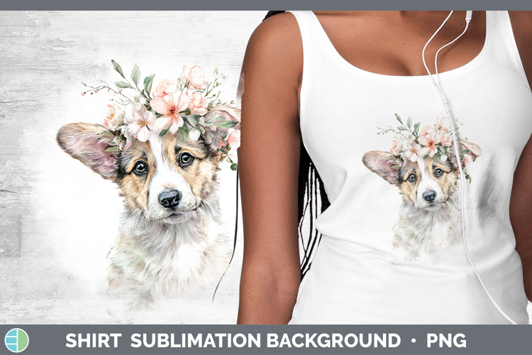Cardigan Corgi Dogs 05 Floral Crown Shirt Sublimation Design
