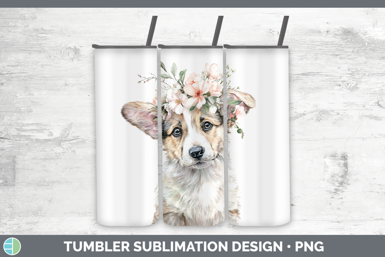 Cardigan Corgi Dogs 05 Floral Crown Tumbler Sublimation Desi