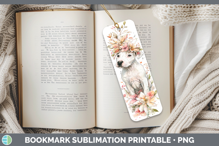 Dogo Argentino Dogs 05 Floral Crown Bookmark Sublimation Des