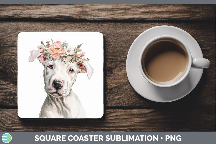 GorgeousDogs 05 Floral Crown Square Coaster design.