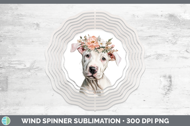 Dogo Argentino Dogs 05 Floral Crown Wind Spinner Sublimation