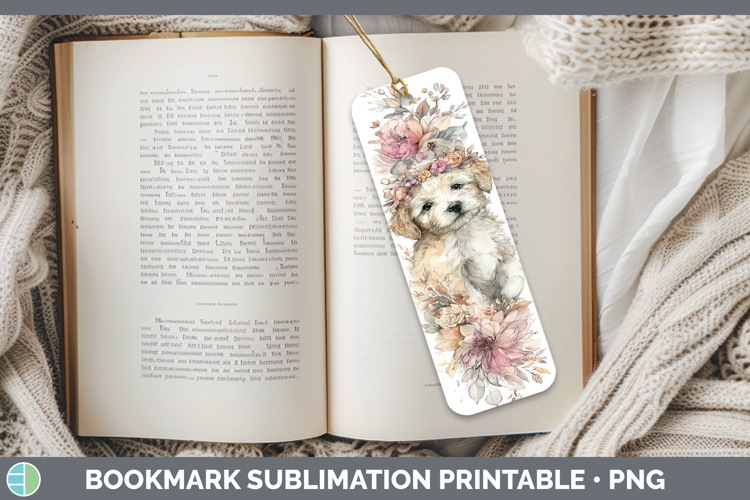Double Doodle Dogs 05 Floral Crown Bookmark Sublimation Desi