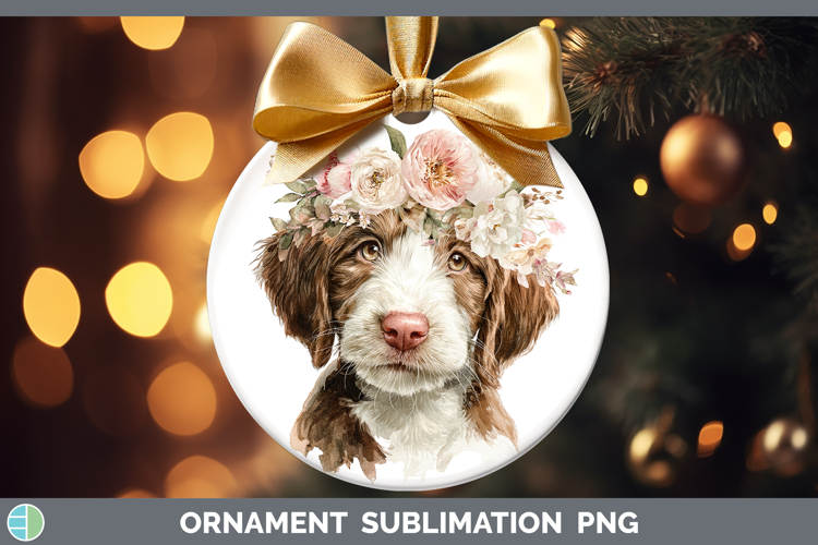 Double Doodle Dogs 05 Floral Crown Ornament Sublimation Desi