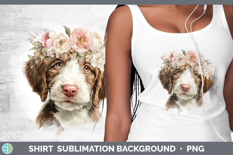 Double Doodle Dogs 05 Floral Crown Shirt Sublimation Design