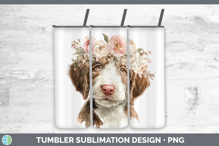 Double Doodle Dogs 05 Floral Crown Tumbler Sublimation Desig