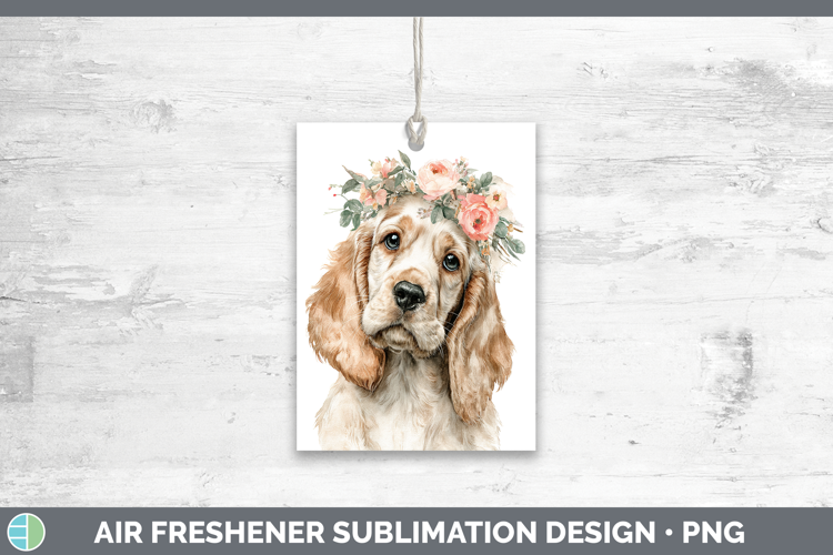 English Cocker Spaniel Dogs 05 Floral Crown Air Freshener Su