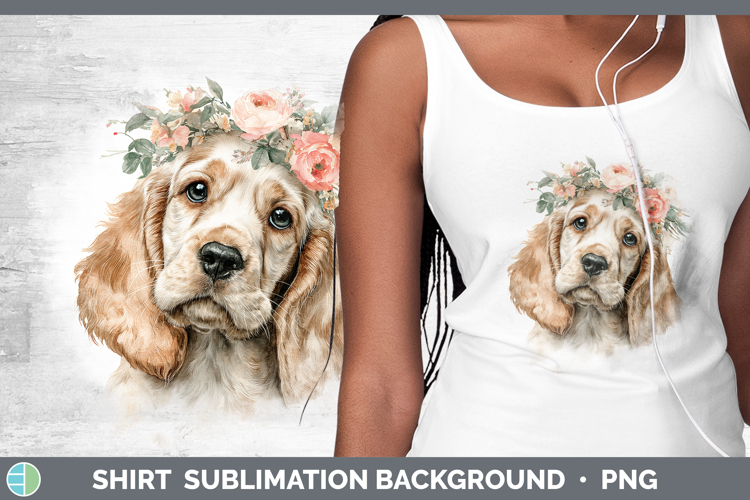 English Cocker Spaniel Dogs 05 Floral Crown Shirt Sublimatio