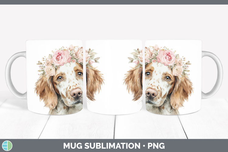 English Setter Red and White Dogs 05 Floral Crown Mug Wrap S