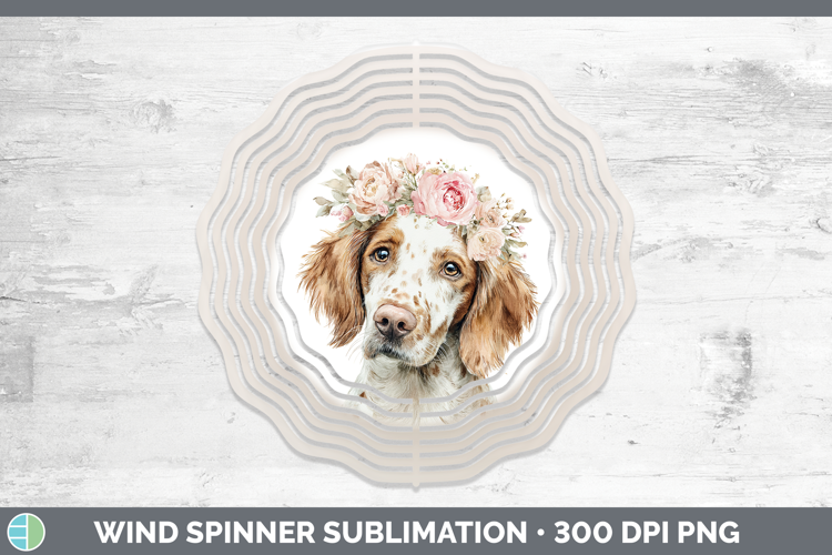 English Setter Red and White Dogs 05 Floral Crown Wind Spinn