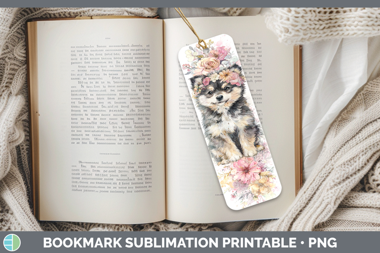 Finnish Lapphund Dogs 05 Floral Crown Bookmark Sublimation D