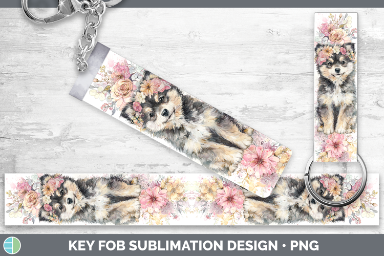 Finnish Lapphund Dogs 05 Floral Crown Key Fob Sublimation De