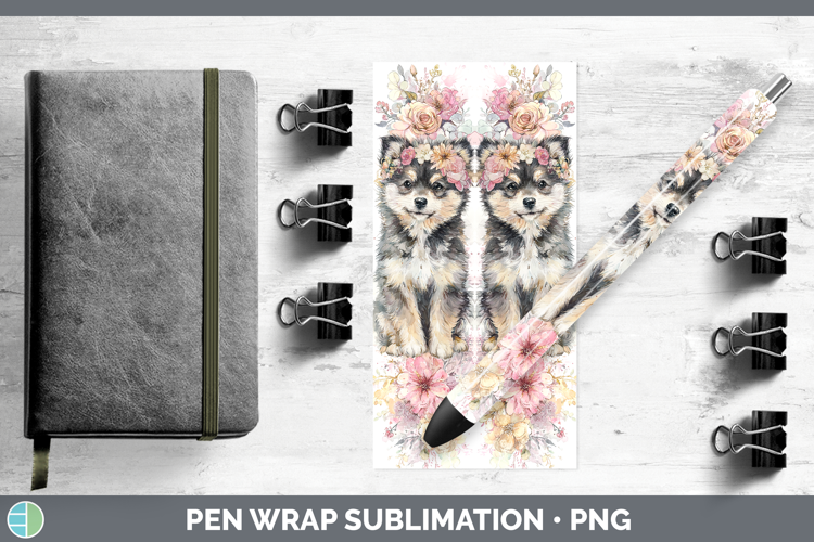 Finnish Lapphund Dogs 05 Floral Crown Pen Wrap Sublimation D
