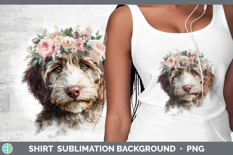 Labradoodle Dogs 05 Floral Crown Shirt Sublimation Design