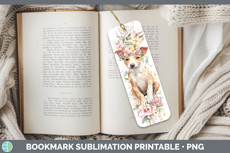 Podenco Canario Dogs 05 Floral Crown Bookmark Sublimation De