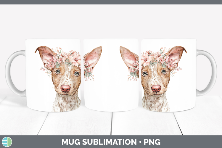 Podenco Canario Dogs 05 Floral Crown Mug Wrap Sublimation De