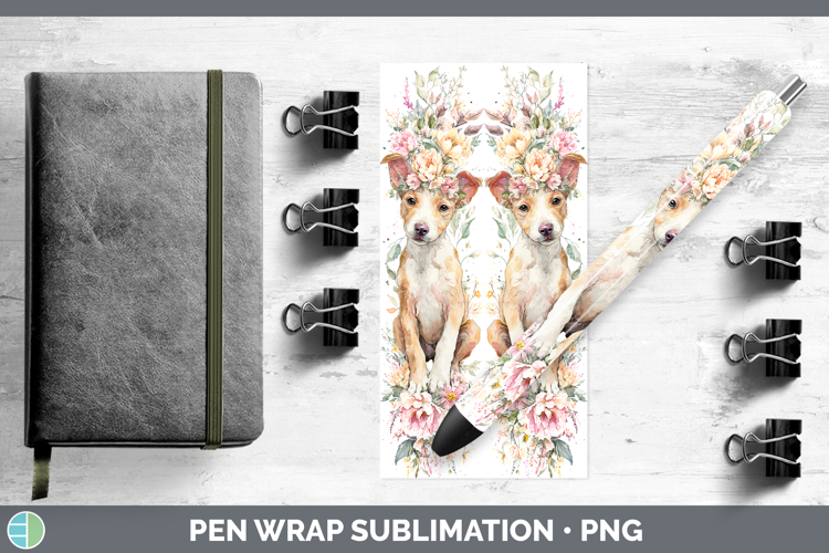 Podenco Canario Dogs 05 Floral Crown Pen Wrap Sublimation De