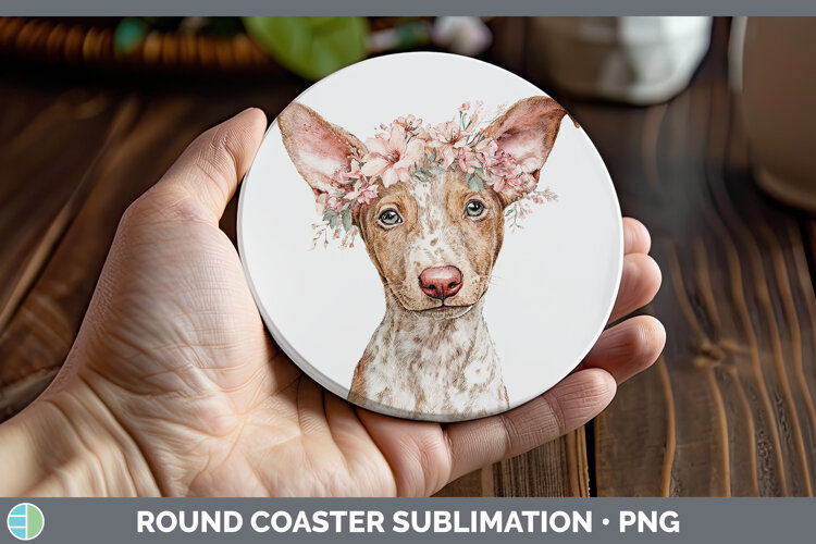 GorgeousDogs 05 Floral Crown Round Coaster design.