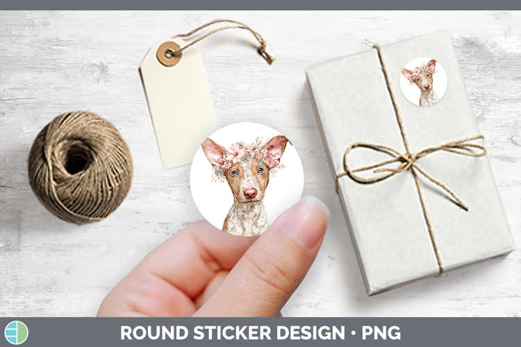 Podenco Canario Dogs 05 Floral Crown Stickers Design