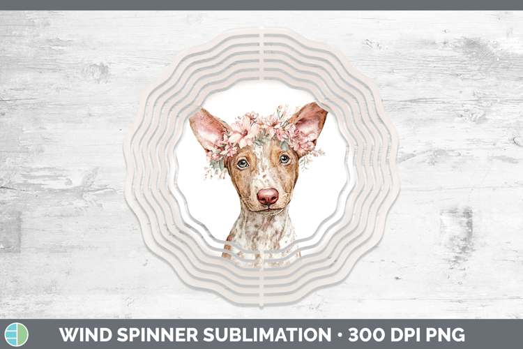 Podenco Canario Dogs 05 Floral Crown Wind Spinner Sublimatio