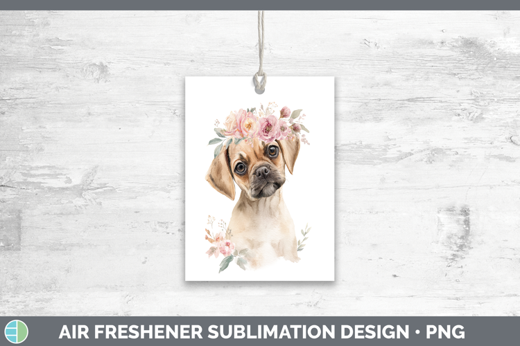 Puggle Dogs 05 Floral Crown Air Freshener Sublimation Design