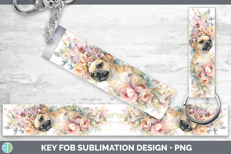 Puggle Dogs 05 Floral Crown Key Fob Sublimation Design