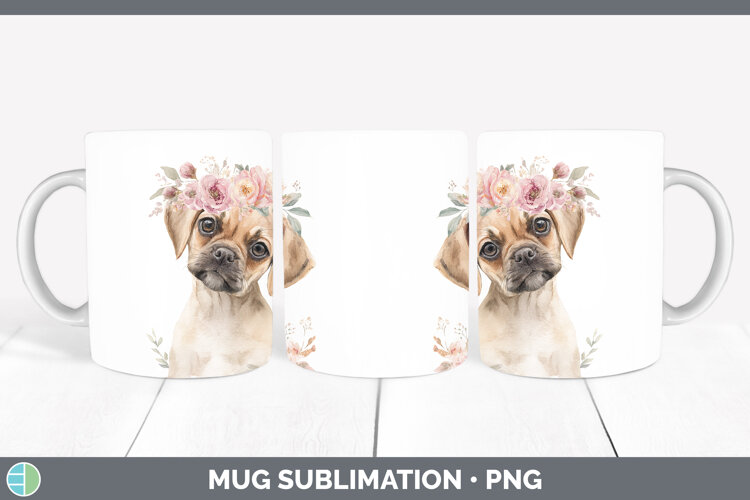 GorgeousDogs 05 Floral Crown Mug Wrap design.