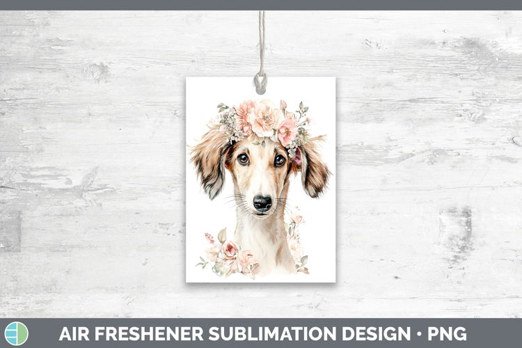 Saluki Dogs 05 Floral Crown Air Freshener Sublimation Design