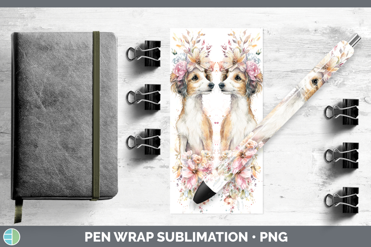 Saluki Dogs 05 Floral Crown Pen Wrap Sublimation Design