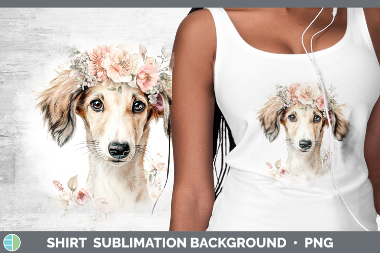 Saluki Dogs 05 Floral Crown Shirt Sublimation Design