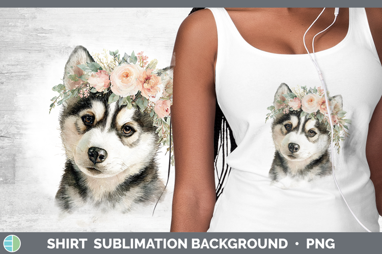 Siberian Husky Dogs 05 Floral Crown Shirt Sublimation Design