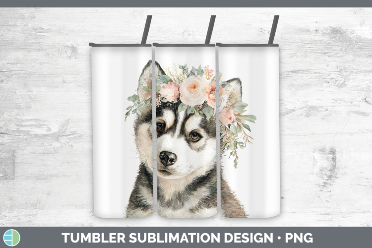 Siberian Husky Dogs 05 Floral Crown Tumbler Sublimation Desi