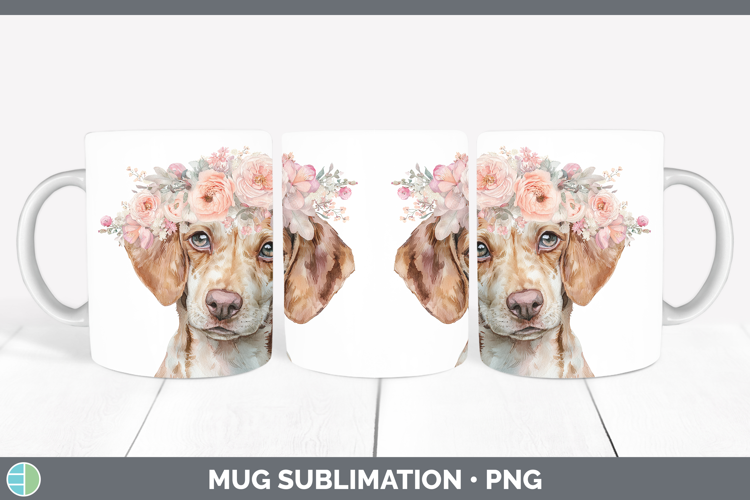 Warren Hound Dogs 05 Floral Crown Mug Wrap Sublimation Desig
