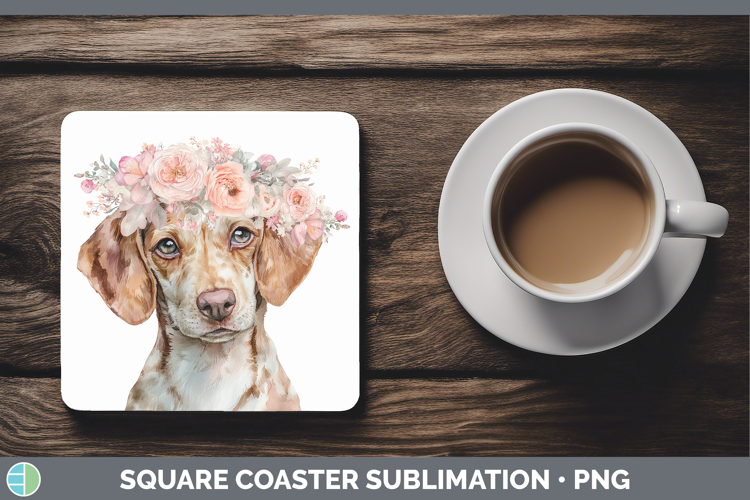 Warren Hound Dogs 05 Floral Crown Square Coaster Sublimation