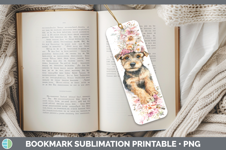Welsh Terrier Dogs 05 Floral Crown Bookmark Sublimation Desi