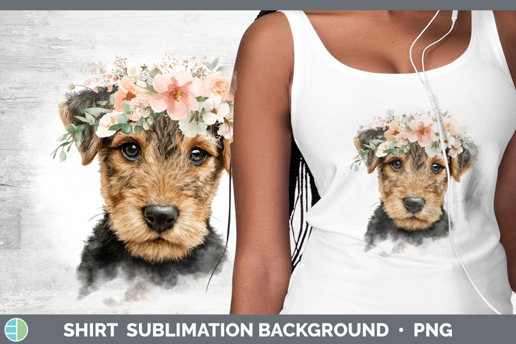Welsh Terrier Dogs 05 Floral Crown Shirt Sublimation Design