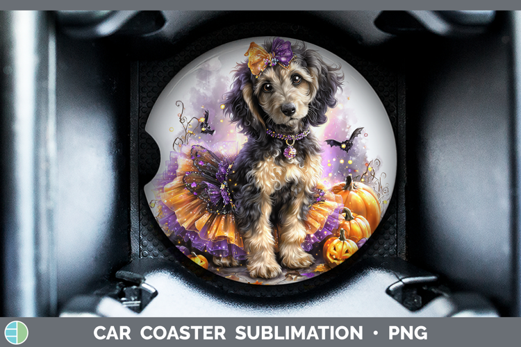 Dogs 05 Halloween Afghan Hound Car Coaster Sublimation Desi