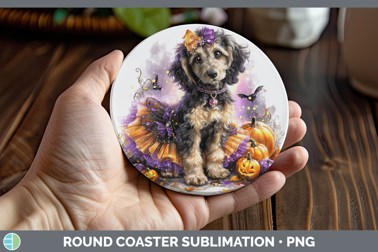 Dogs 05 Halloween Afghan Hound Round Coaster Sublimation Coa