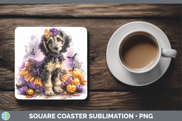 Dogs 05 Halloween Afghan Hound Square Coaster Sublimation Co