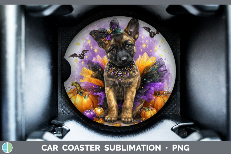 Dogs 05 Halloween Belgian Malinois Car Coaster Sublimation