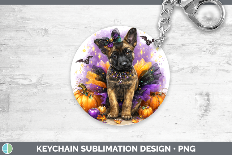 Dogs 05 Halloween Belgian Malinois Keychain Sublimation Keyr