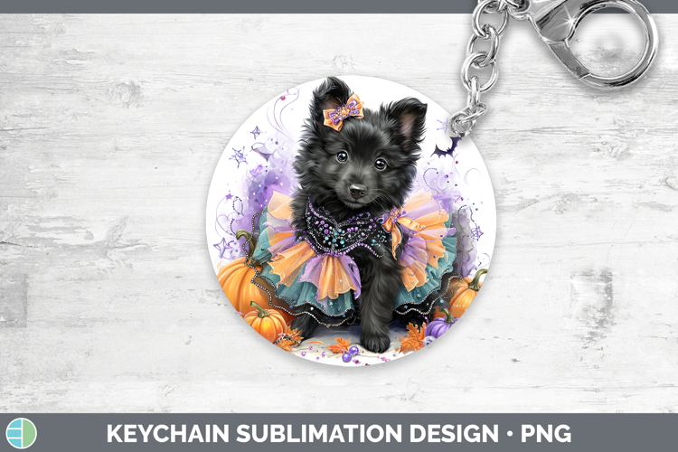 Dogs 05 Halloween Belgian Sheepdog Keychain Sublimation Keyr