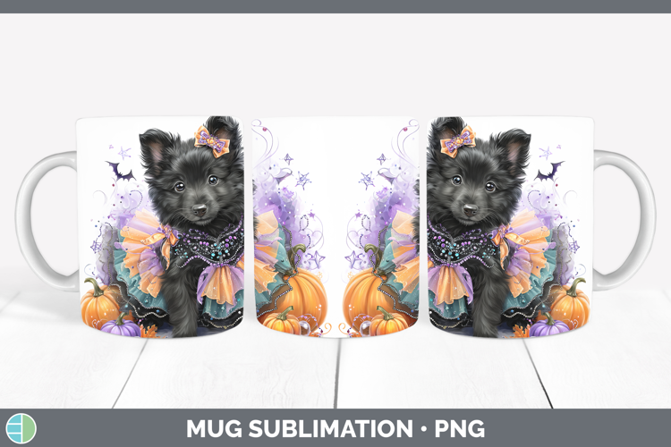 Dogs 05 Halloween Belgian Sheepdog Mug Wrap Sublimation Coff