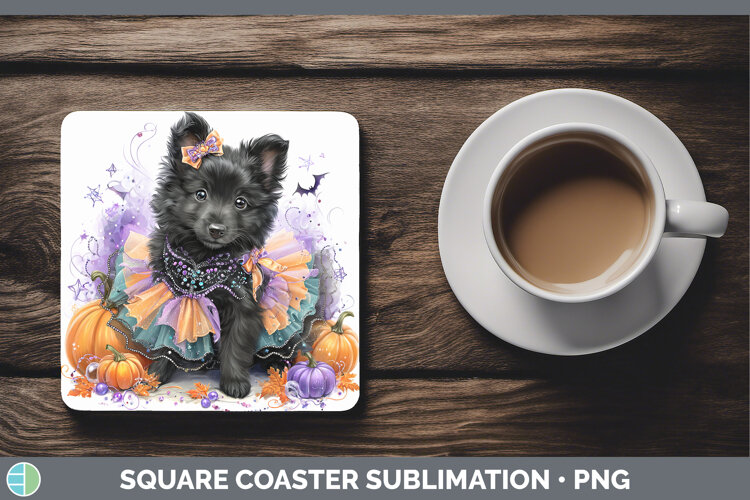 GorgeousDogs 05 Halloween Square Coaster design.