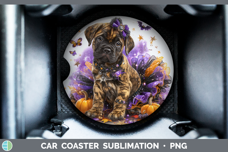 Dogs 05 Halloween Bordeaux Mastiff Car Coaster Sublimation