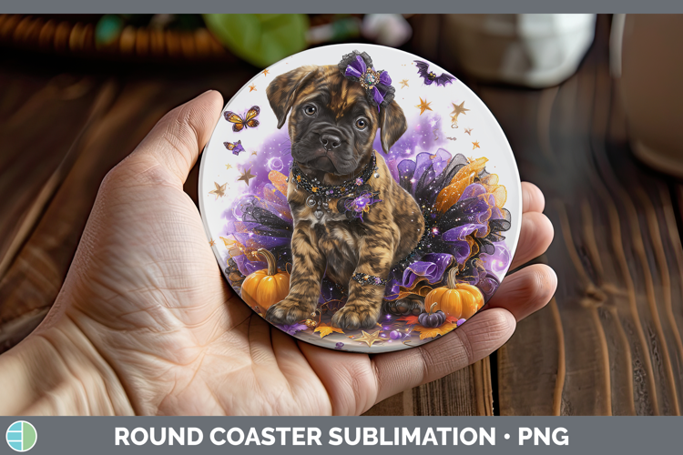Dogs 05 Halloween Bordeaux Mastiff Round Coaster Sublimation