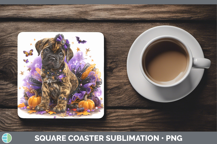 Dogs 05 Halloween Bordeaux Mastiff Square Coaster Sublimatio